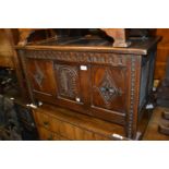 Reproduction oak three panel coffer