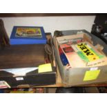 Two boxes containing a quantity of Meccano, other construction toys and tin plate toys