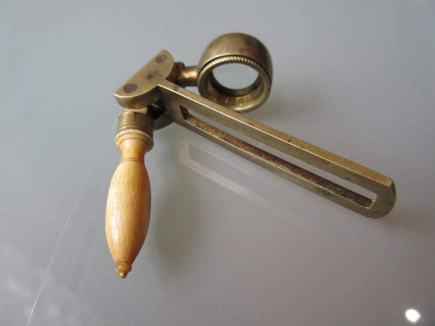 19th Century brass and ivory pocket magnifying glass