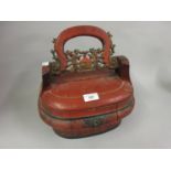 Chinese red lacquered and gilded wedding basket