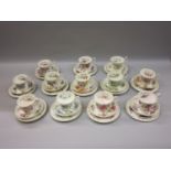 Set of twelve Royal Albert trios, ' Months of the Year ' (some seconds)