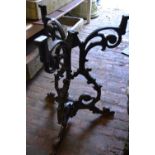 Black painted iron garden table base