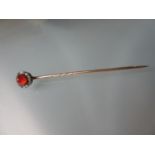 Victorian diamond and cabochon stone set stick pin