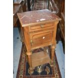 Late 19th Century French rouge marble inset bedside cabinet
