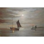 JamesCollinson, two oil paintings on canvas (one applied to board), sailing vessels at sea and