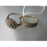 Two 9ct gold diamond set dress rings