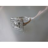 18ct White gold ring of square form set brilliant cut diamonds