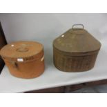 19th Century tin hat box and another similar