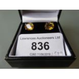 Pair of citrine stud earrings