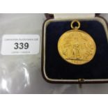 1920 Gilt metal London Professional Football Association charity fund medal, in fitted case