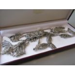 Quantity of vintage marcasite jewellery in box