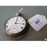 English silver cased crown wind pocket watch