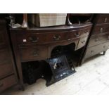 Reproduction mahogany bow front dressing table and a reproduction mahogany standing corner cabinet