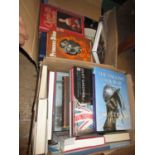 Box containing a quantity of English Civil War and World War I and II related books together with