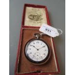 Zenith Swiss silver cased open face crown wind pocket watch, Niello decorated with a portrait, the