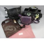 Radley brown leather messenger bag with dust cover, together with a black leather Radley handbag and