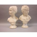 Pair of plaster busts of children