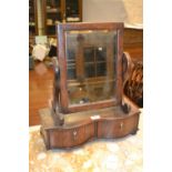 19th Century mahogany rectangular swing frame toilet mirror with a two drawer box base