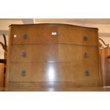 Reproduction walnut fronted chest of five drawers with cabriole supports