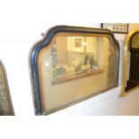 19th Century gilded and ebonised dome top overmantel mirror