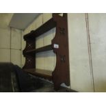 Two 19th Century mahogany three shelf wall brackets together with a beechwood four shelf wall