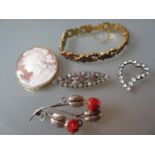 Antique cameo brooch, garnet set bracelet etc.