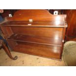 Mahogany three shelf wall bracket, labelled Fairfield and Co. Ltd, Glasgow