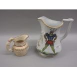 19th Century English pottery puzzle / trick jug, together with a 19th Century creamware jug