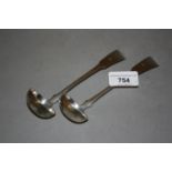 Pair of small George IV Glasgow silver ladles, 1823