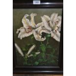 G. Hope Rydon, oil on porcelain panel, study of lilies, inscribed and dated verso February 9th '