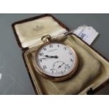 Early 20th Century 9ct gold cased crown wind open face pocket watch by James Walker