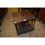 Edwardian mahogany table top revolving bookcase together with a similar oak revolving bookcase