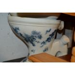 Late 19th / early 20th Century improved Humber blue and white W.C. with matching corner basin,