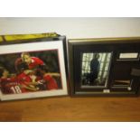 Photograph and original signature of Alan Rickman, silver gilt framed and a framed Manchester United