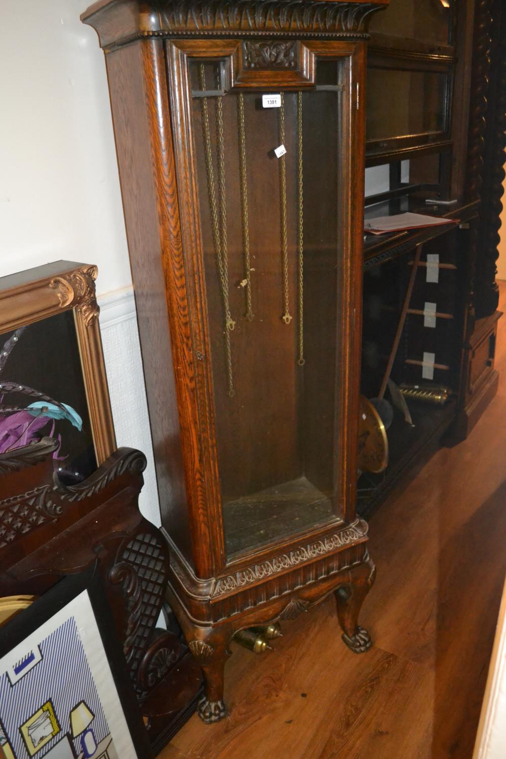 Early 20th Century carved oak longcase clock, the dome hood above a circular dial and moulded glazed - Image 2 of 2