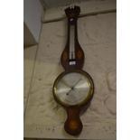 George III mahogany and inlaid banjo shaped wheel barometer by Festig and Co.