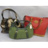 Large Dents bronze shoulder bag and a Dents green tweed and leather trimmed bag, together with a