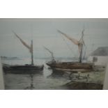 Mark Chaplin, group of four signed etchings, coastal scenes, housed in mahogany frames