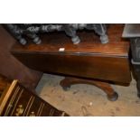 Early Victorian mahogany rectangular drop-leaf breakfast table on an octagonal column support and