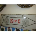 Canadian Knights of Columbus war services enamel sign