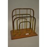 Edwardian gilt brass and mahogany table top magazine rack