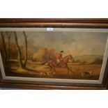 Bernard Page, early 20th Century oil on canvas, fox hunt in a landscape, signed, 15.5ins x 13.