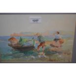 Mid 20th Century Spanish school, pair of watercolour beach scenes at Javia, indistinctly signed