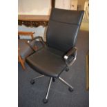 Girsberger black leather upholstered adjustable seat office chair