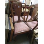 Set of four early 20th Century mahogany dining chairs with splat backs