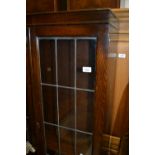 1930's Oak bookcase with leaded glass and panelled doors