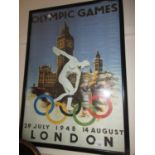 1948 London Olympic Games re-print poster, framed