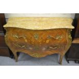 Early 20th Century French floral marquetry inlaid Kingwood and ormolu mounted commode with a
