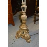 Silvered wood and mirror inset standard lamp in antique style