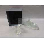 Modern Lalique frosted glass figure of an eagle in original box together with a frosted glass figure